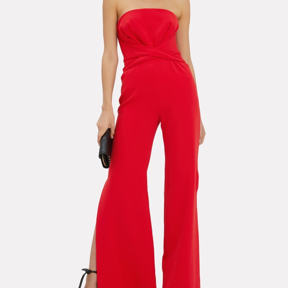 Jonathan Simkhai Red Crepe Jumpsuit